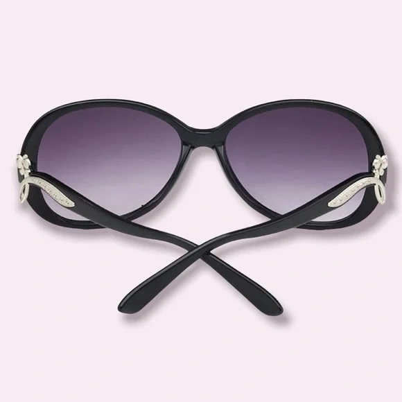 Black Oversized Sunglasses Polarized Purple Ombre Lenses New with Case - Picture 2 of 6